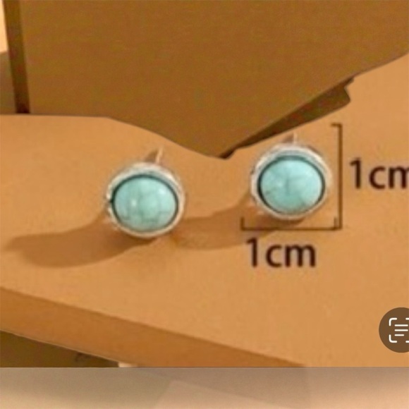 Two Pair of Silver with Turquoise Boho Earrings, Feathers and Small Round - Picture 10 of 10